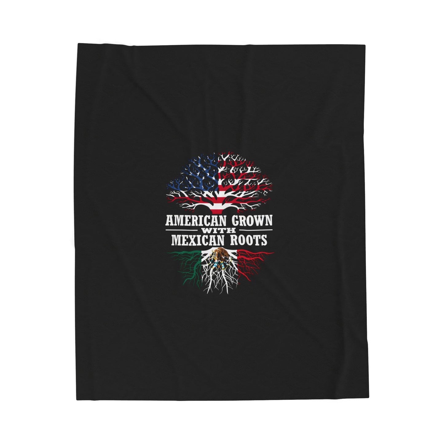 American Grown With Mexican Roots Velveteen Plush Blanket - Cozy Cultural Comfort , 50" × 60", Black