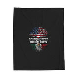 American Grown With Mexican Roots Velveteen Plush Blanket - Cozy Cultural Comfort , 50" × 60", Black