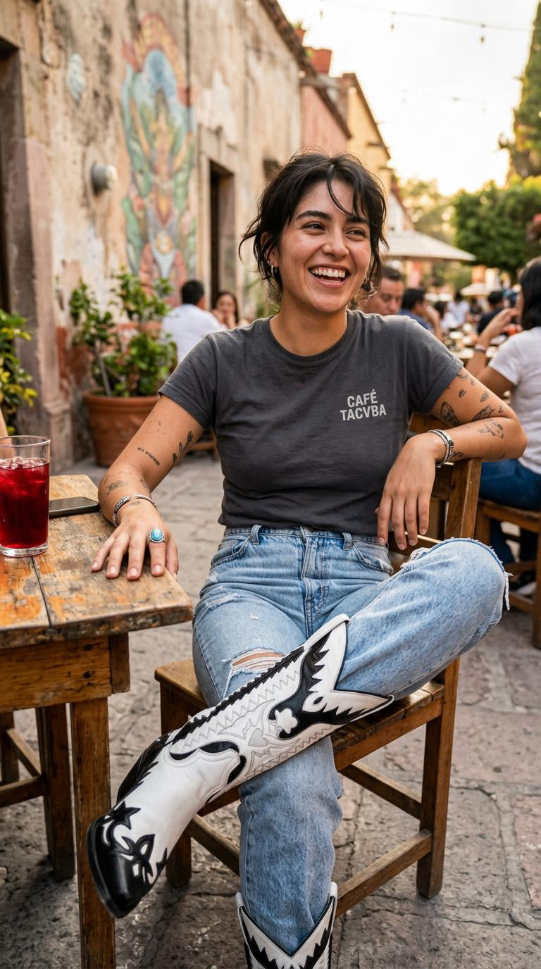 Botas puntiagudas con bloques de color para mujer