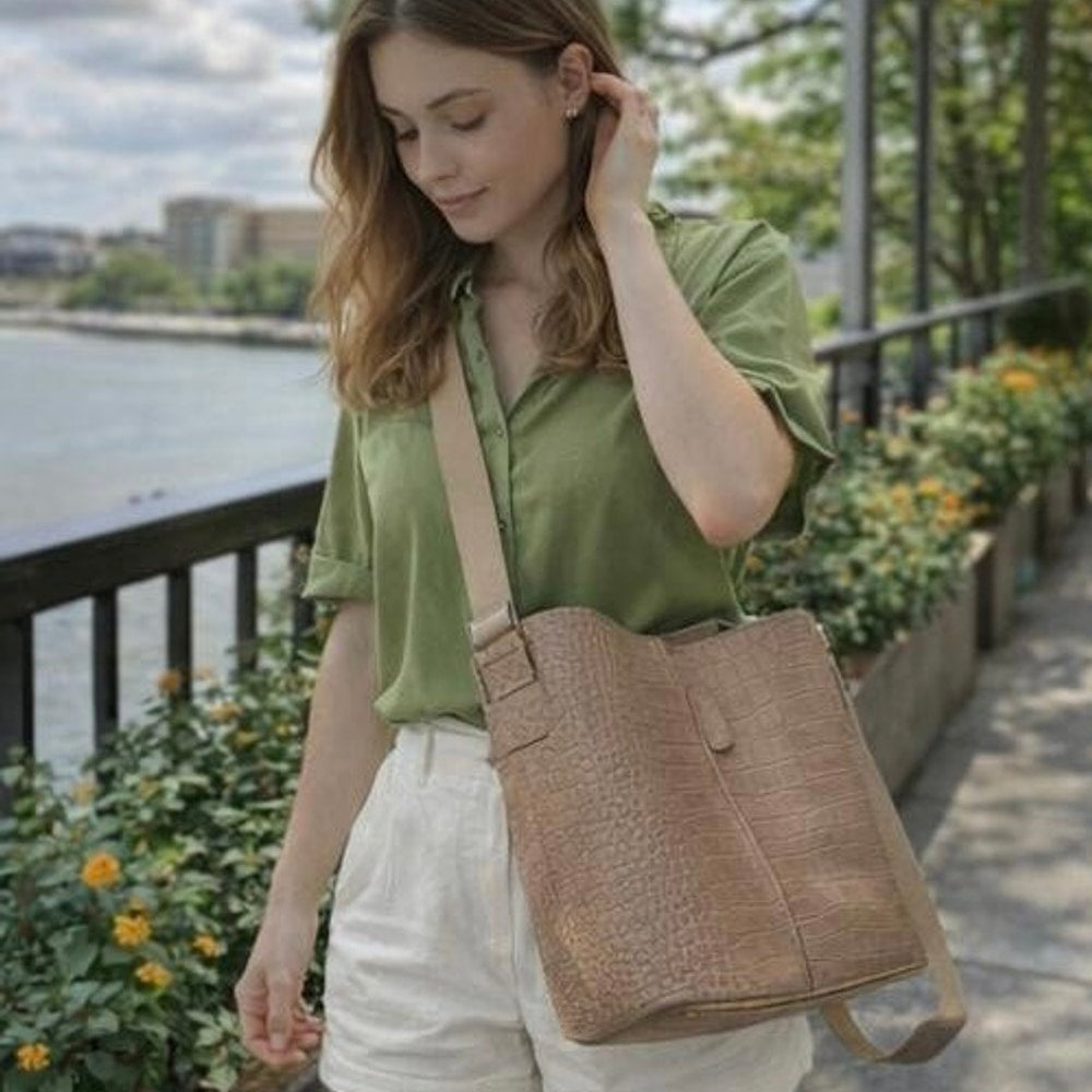 Bolso bandolera de lujo de piel de cocodrilo para mujer