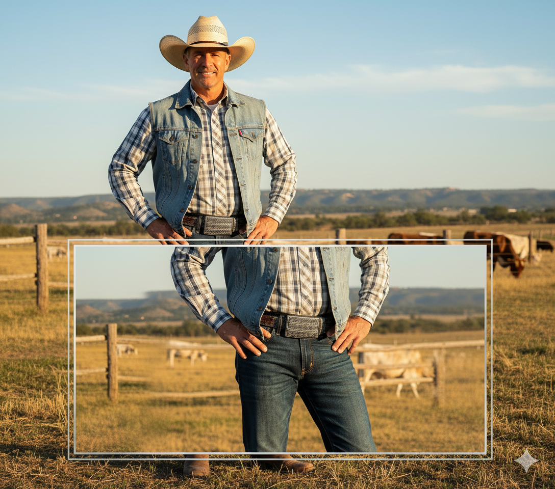 Embroidered Leather Western Belt, Brown, 34