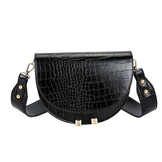 Soft Leather Shoulder Bag for Women, Black, 21x5x16cm