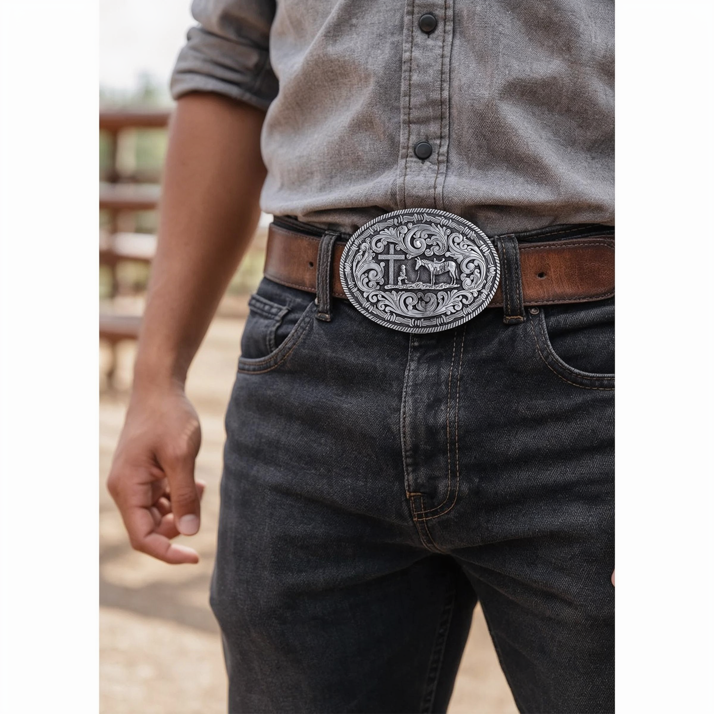 Vintage Celtic Knot Belt Buckle For Men – Classic Cowboy Design , Silver, 3.46 x 2.67, Silver, 3.46 x 2.67