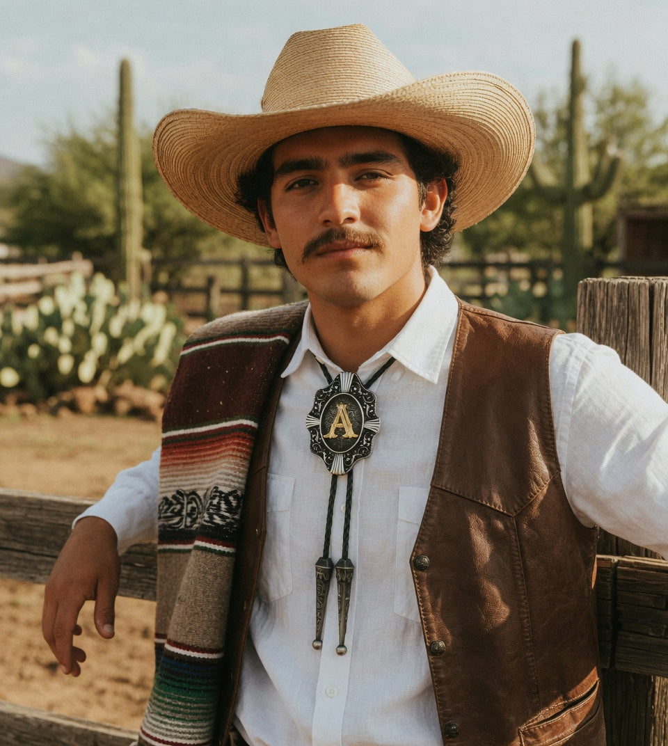 Corbata tipo bolo con letras