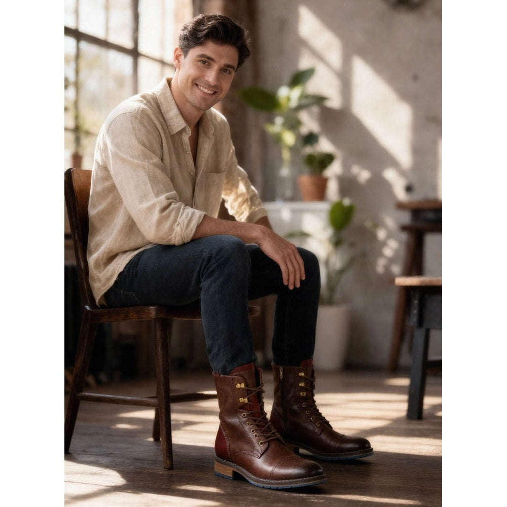 Comfortable Men Boots, Brown, 8