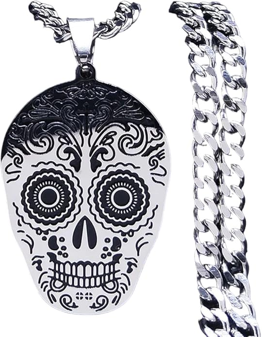 Mexican Bones Skull Stainless Steel Chain, Silver, One Size