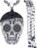 Mexican Bones Skull Stainless Steel Chain, Silver, One Size