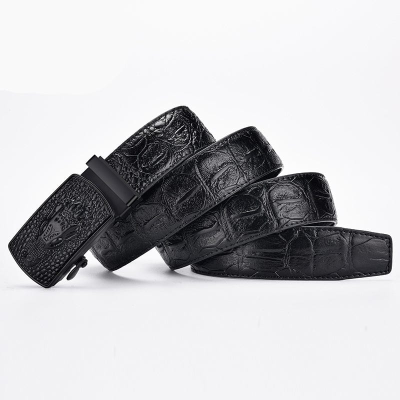 Men's Belt Leather Automatic Buckle Business Casual High quality, Black, 105CM