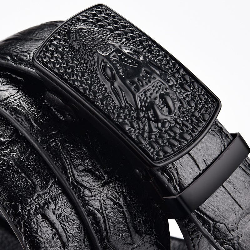 Men's Belt Leather Automatic Buckle Business Casual High quality, Black, 105CM