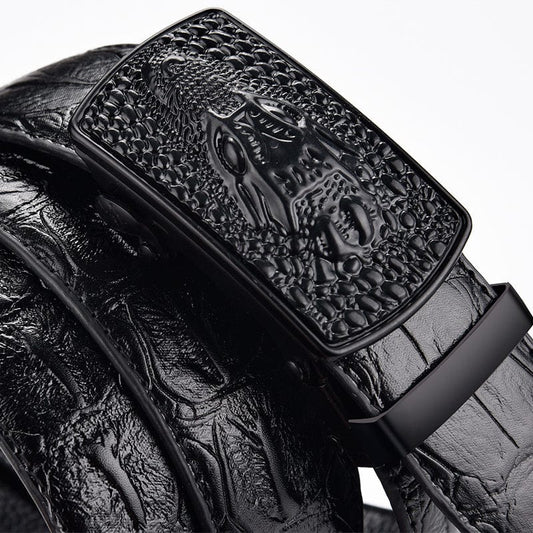 Men's Belt Leather Automatic Buckle Business Casual High quality, Black, 105CM