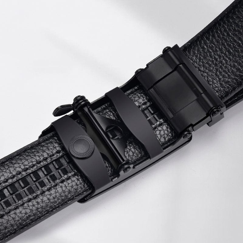 Men's Belt Leather Automatic Buckle Business Casual High quality, Black, 105CM