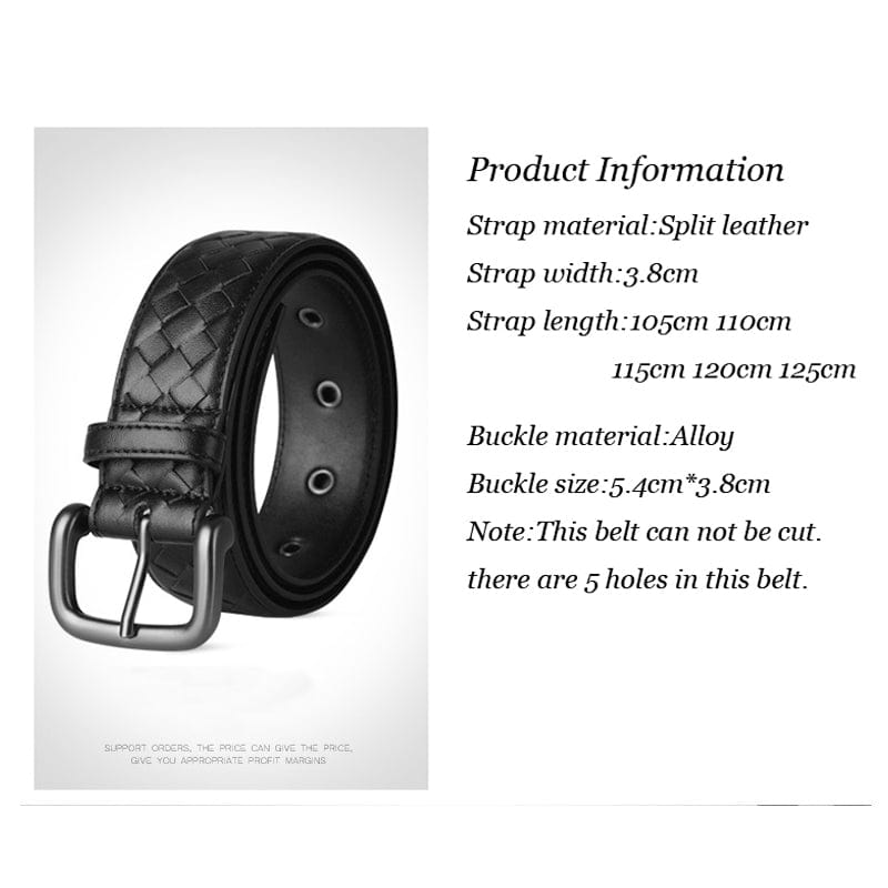 Cinturón de hombre con hebilla de alfiler de cuero azul café negro y trenzado a mano estilo occidental