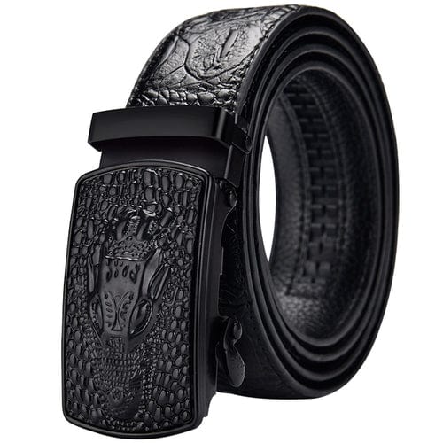 Men's Belt Leather Automatic Buckle Business Casual High quality, Black, 105CM