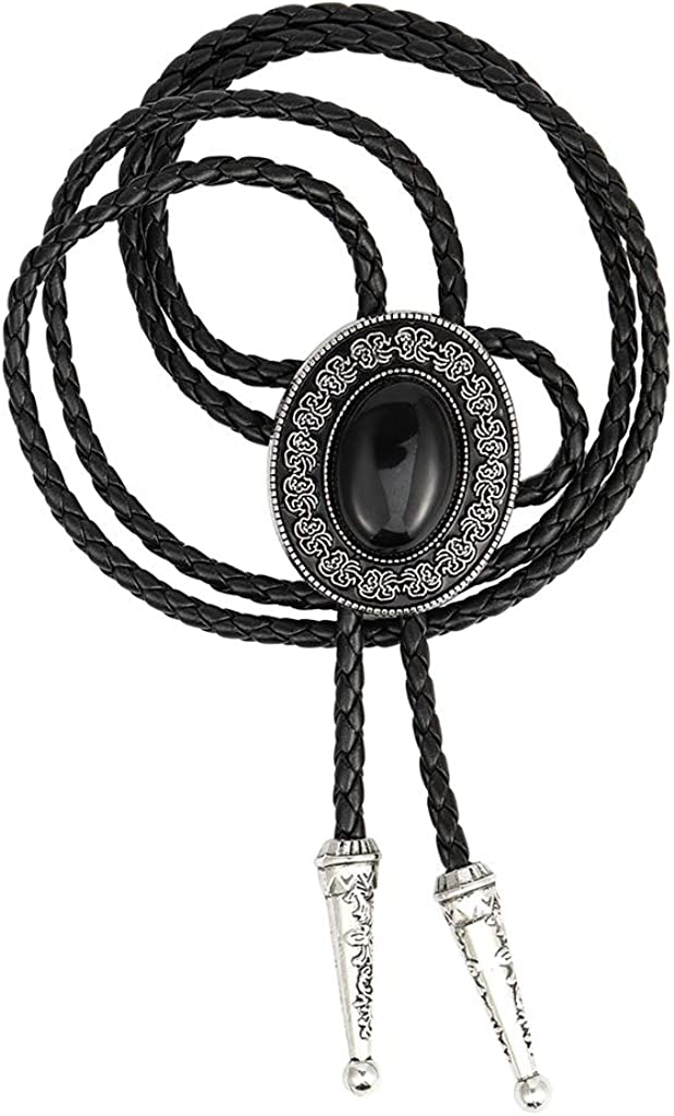 Handmade Black Round Western Cowboy Bolo Tie – Stylish & Durable for Men & Women, 1# Black, One Size