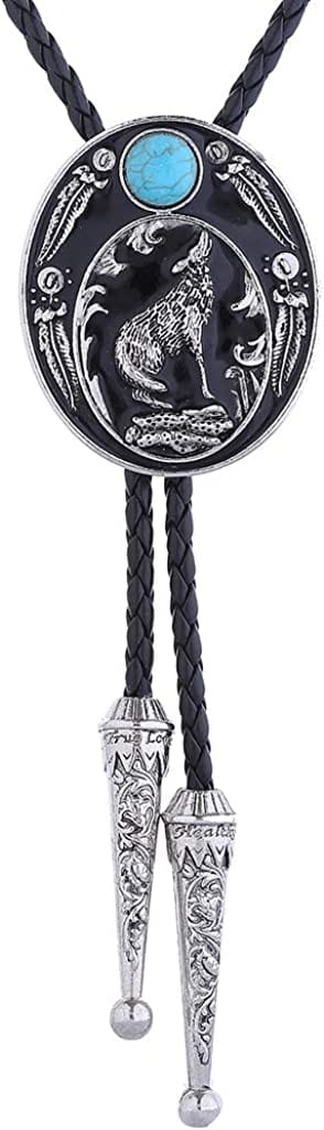 HUABOLA CALYN Handmade Black Round Bolo Tie – Western Cowboy Design, 1# Black, One Size