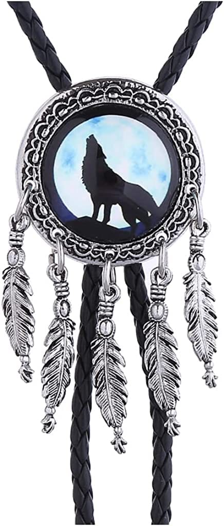 HUABOLA CALYN Black Bolo Tie for Men, Native American Western Cowboy Bolo Tie, 1# Black, One Size