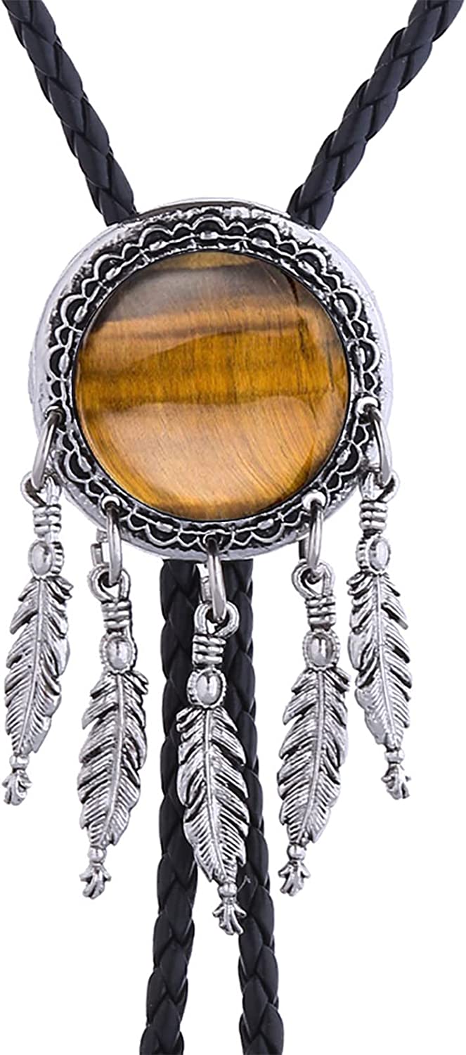 HUABOLA CALYN Black Bolo Tie for Men, Native American Western Cowboy Bolo Tie, 1# Black, One Size