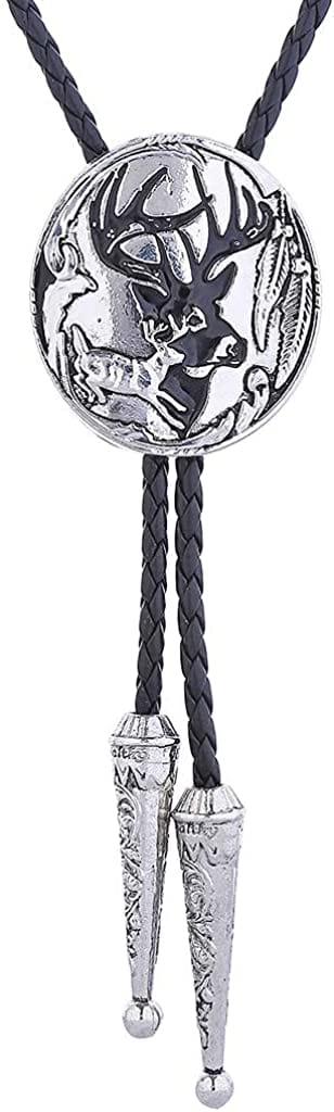 HUABOLA CALYN Handmade Black Round Bolo Tie – Western Cowboy Design, 1# Black, One Size