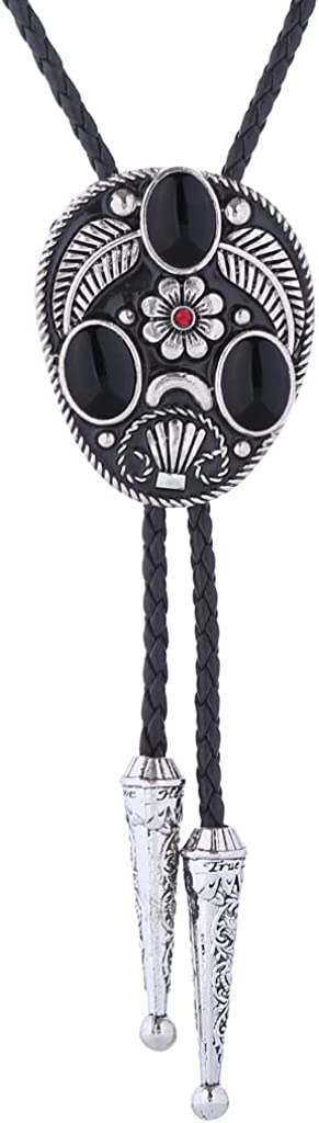 Handmade Black Round Western Cowboy Bolo Tie – Stylish & Durable for Men & Women, 1# Black, One Size