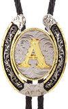 Western Initial Bolo Tie – Custom Golden Letters A-Z for Men & Women Cowboy Fashion, A, Gold