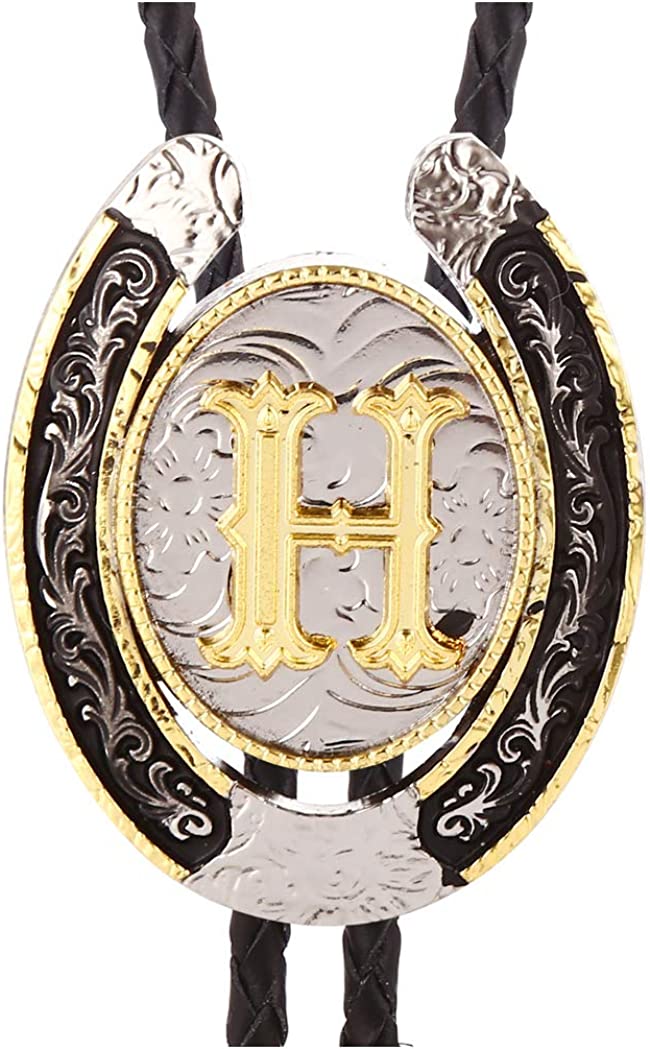 Western Initial Bolo Tie – Custom Golden Letters A-Z for Men & Women Cowboy Fashion, A, Gold