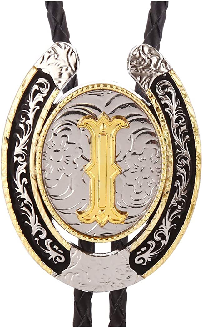 Western Initial Bolo Tie – Custom Golden Letters A-Z for Men & Women Cowboy Fashion, A, Gold