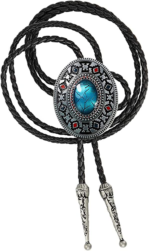 Handmade Black Round Western Cowboy Bolo Tie – Stylish & Durable for Men & Women, 1# Black, One Size