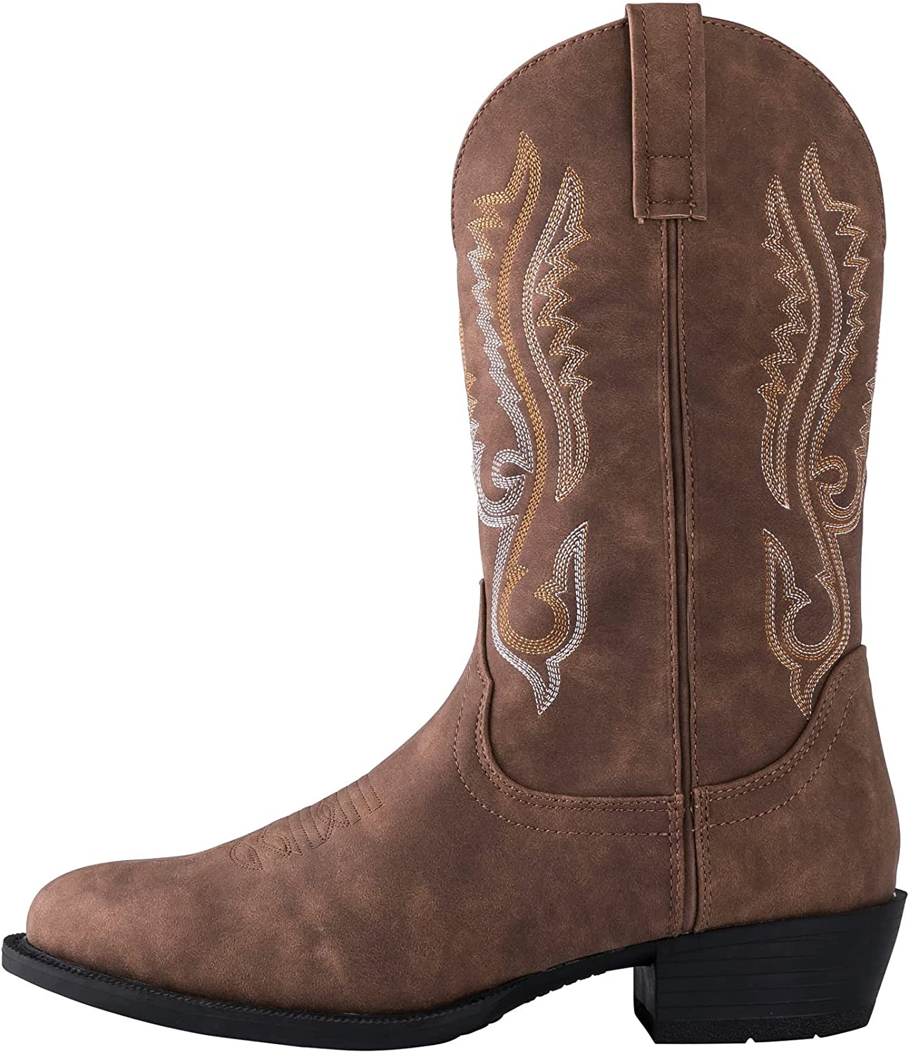 Canyon Trails Mens Classic Durable Round Toe Embroidered Western Rodeo Cowboy Boots, 8, Brown