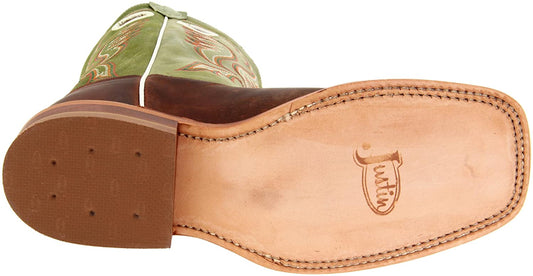 Justin Boots Men's Bent Rail 13" Square toe Boot, 7, Cognac Ponteggio/Green Cow