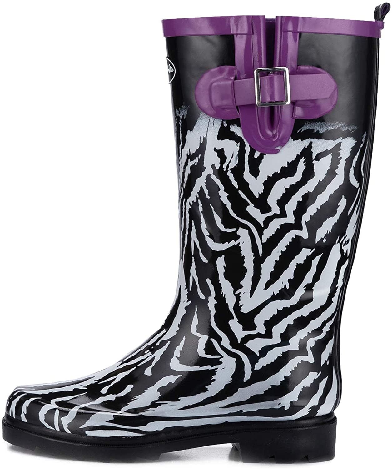 K Komforme Women Rain Boots With Non Slip Sole, Waterproof And Fashion Patterns , 10, Classic Black