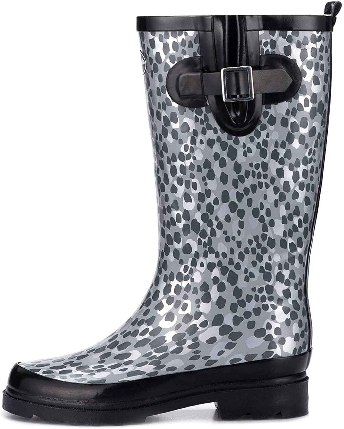 K Komforme Women Rain Boots With Non Slip Sole, Waterproof And Fashion Patterns , 10, Classic Black