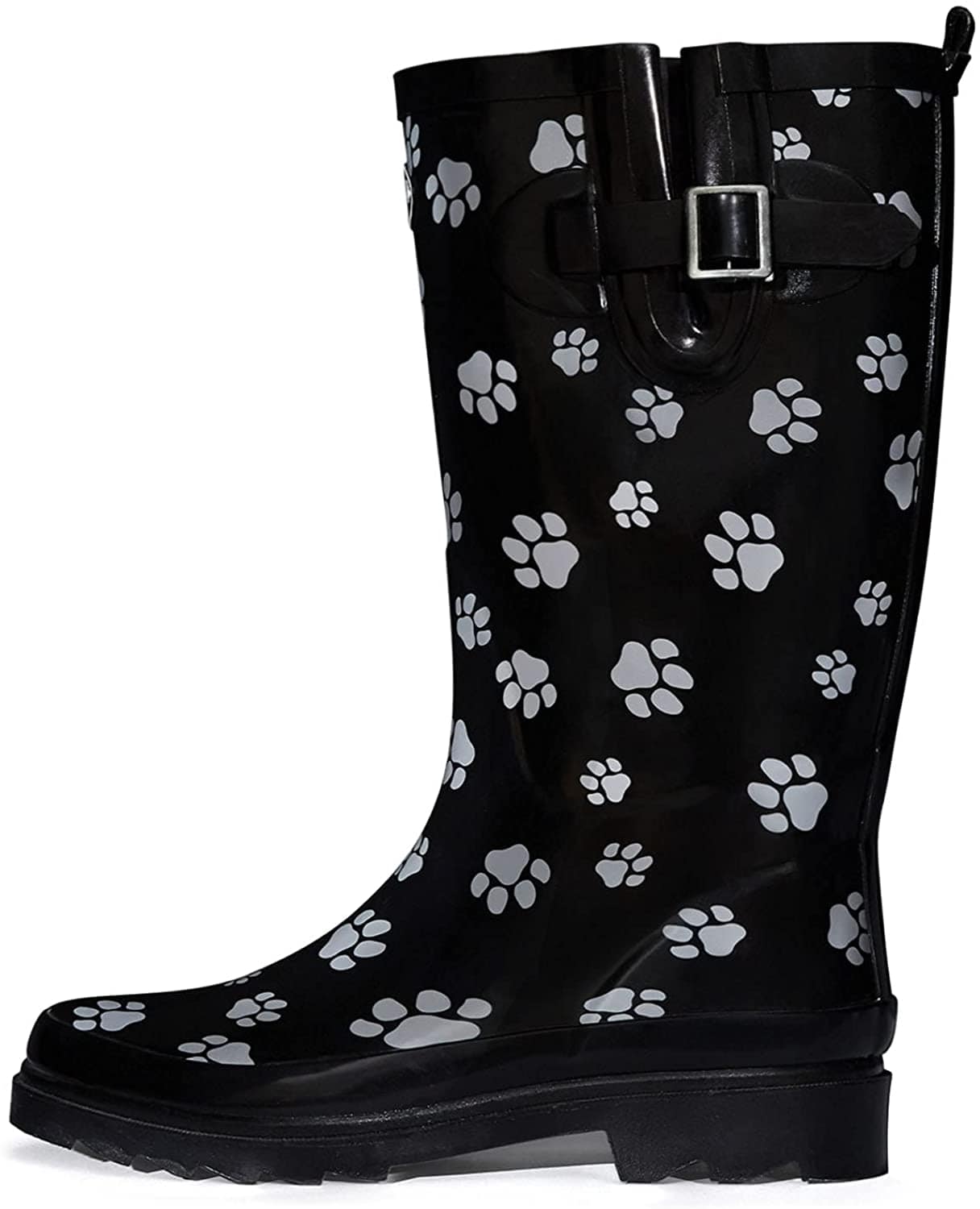 K Komforme Women Rain Boots With Non Slip Sole, Waterproof And Fashion Patterns , 10, Classic Black