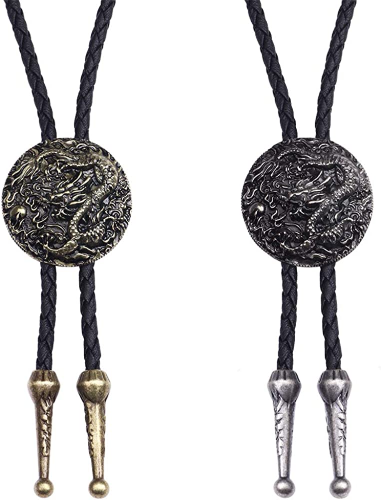 COOLLA Handmade Western Cowboy Bolo Tie with Black Vintage Cicada Pendant for Women and Men, Black, One Size