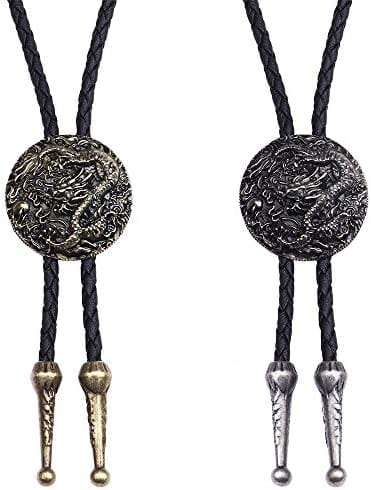 COOLLA Handmade Western Cowboy Bolo Tie with Black Vintage Cicada Pendant for Women and Men, Black, One Size