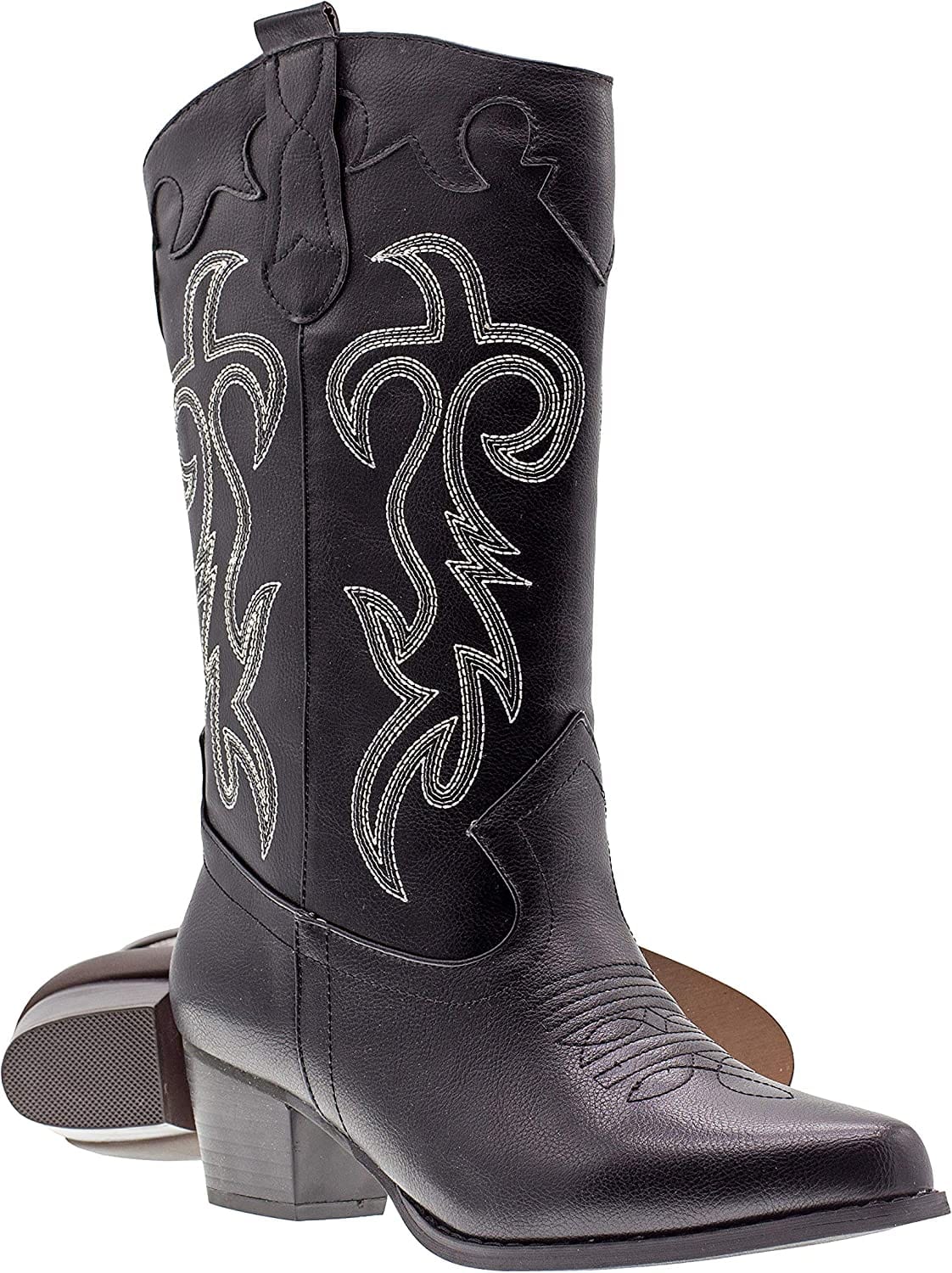 Canyon Trails Women's Embroidered Western Rodeo Cowboy Boots with Pointed Toe, 6, Black