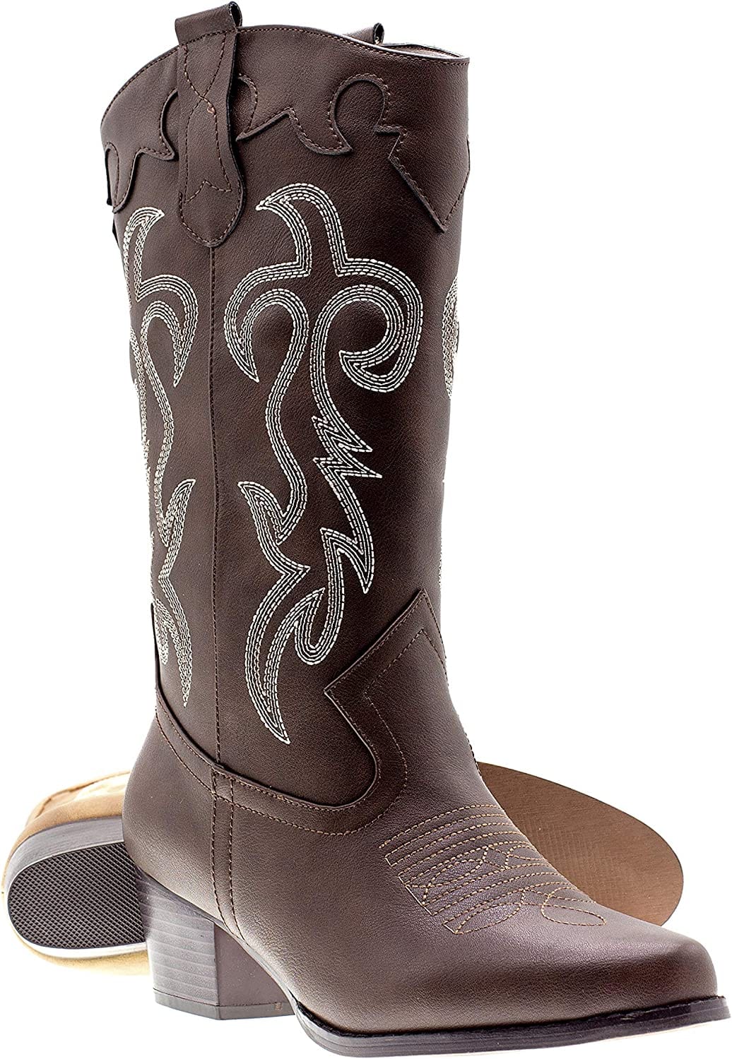 Canyon Trails Women's Embroidered Western Rodeo Cowboy Boots with Pointed Toe, 6, Black