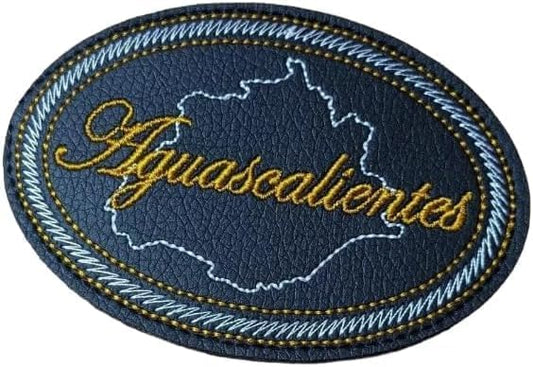 Aguascalientes Embroidered Patch - 4" x 3" - Snake Skin Design - Hook and Loop Fastener Backing