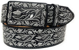 Cinturón occidental bordado en plata para hombre, Cinto Charro Bordado Plateado Cinto Vaquero