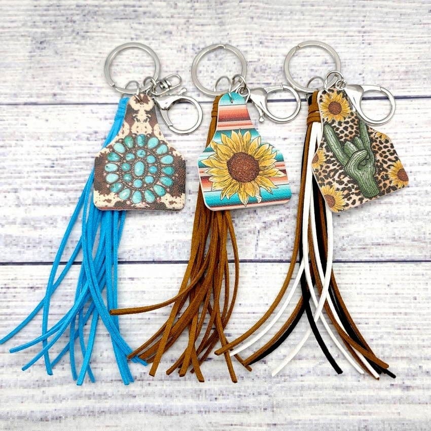 Custom Charm Western Style  Earrings, White Tassel, 18 cm