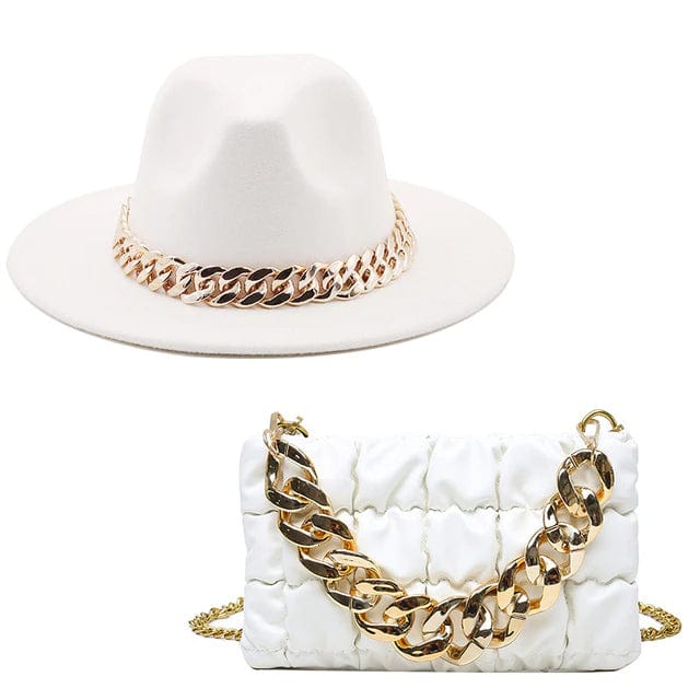 Stylish Fedora Hats with Matching Bags, Royal Blue, 55-58CM