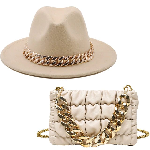 Stylish Fedora Hats with Matching Bags, Royal Blue, 55-58CM