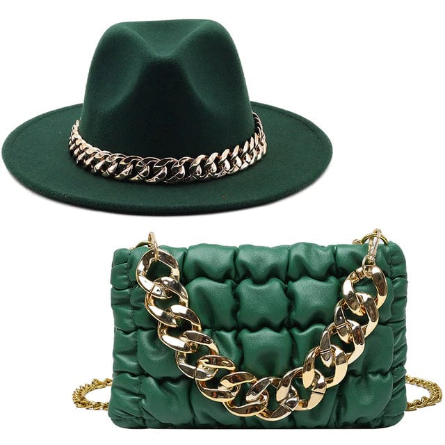 Stylish Fedora Hats with Matching Bags, Royal Blue, 55-58CM