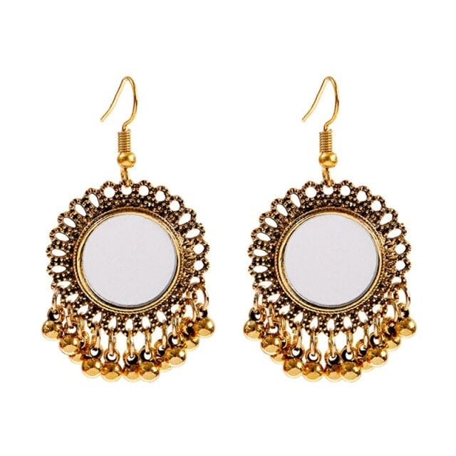 Golden Tassel Jhumka Earrings, HXE331 1, One Size
