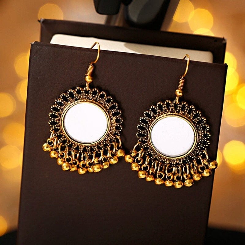 Golden Tassel Jhumka Earrings, HXE331 1, One Size
