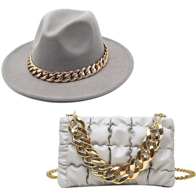 Stylish Fedora Hats with Matching Bags, Royal Blue, 55-58CM