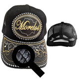 Morelos Hat, Adjustable Unisex, Charro Style, Polyester/Acrylic, Embroidered Snake Skin Design in Black