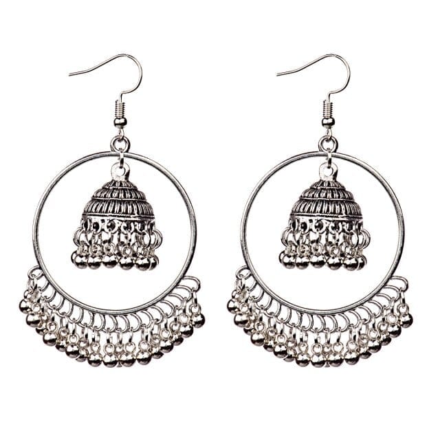 Golden Tassel Jhumka Earrings, HXE331 1, One Size