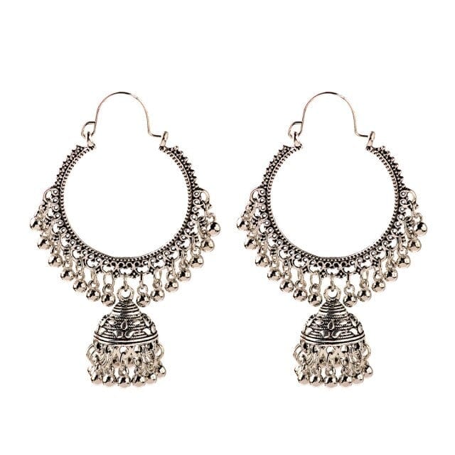 Golden Tassel Jhumka Earrings, HXE331 1, One Size