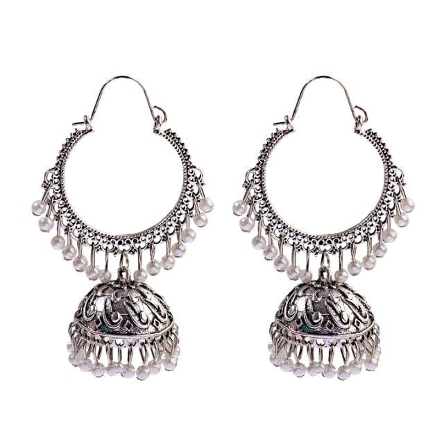 Golden Tassel Jhumka Earrings, HXE331 1, One Size