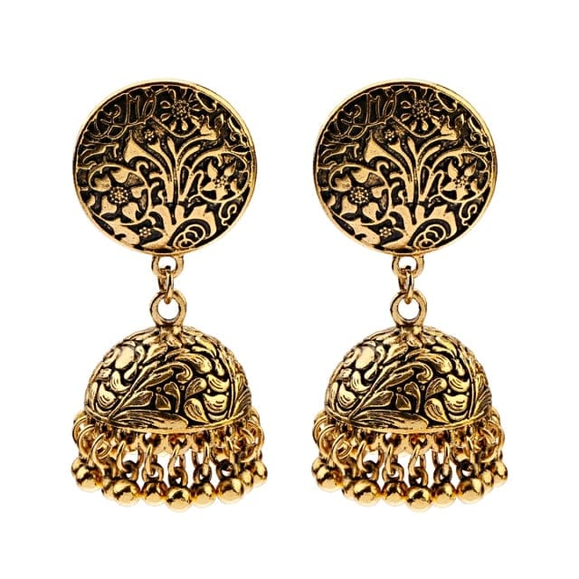 Golden Tassel Jhumka Earrings, HXE331 1, One Size